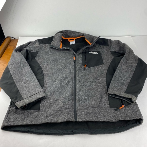 NRA Mens 2X Gray Black Full Zip Jacket Pockets - Picture 1 of 6